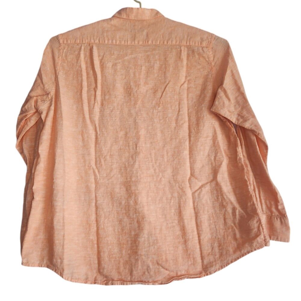 Tasso Elba Mens Size XL Orange Linen Blend Button Down Shirt Long Sleeve Island - Picture 3 of 9